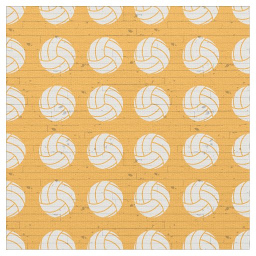 Yellow Volleyball Wood Floor Patterned Fabric