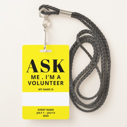 Yellow Volunteer Badge