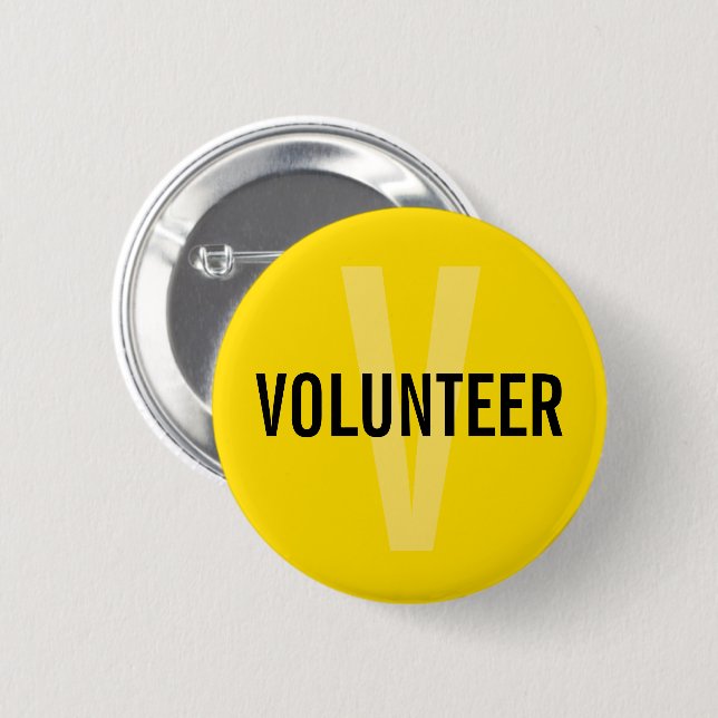 Yellow Volunteer Badge Button (Front & Back)