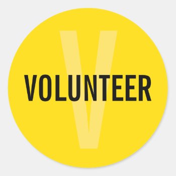 Yellow Volunteer Badge Classic Round Sticker by chingchingstudio at Zazzle