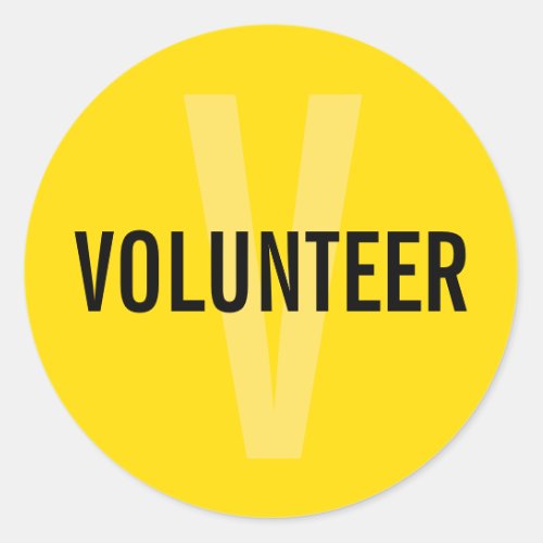 Yellow Volunteer Badge Classic Round Sticker