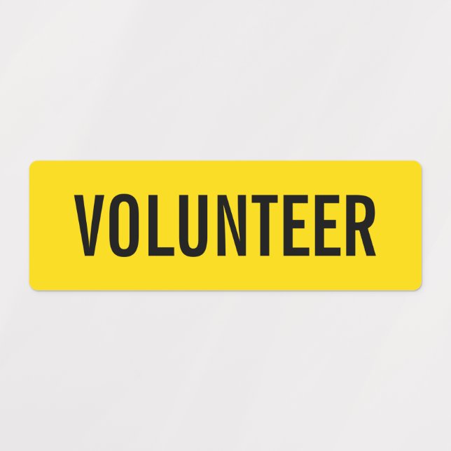 Yellow Volunteer Badge Labels (Design 1)