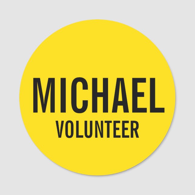 Yellow Volunteer Badge with Custom Name (Front)