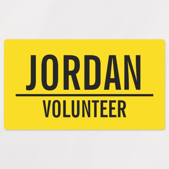 Yellow Volunteer Badge with Custom Name Labels (Design 1)