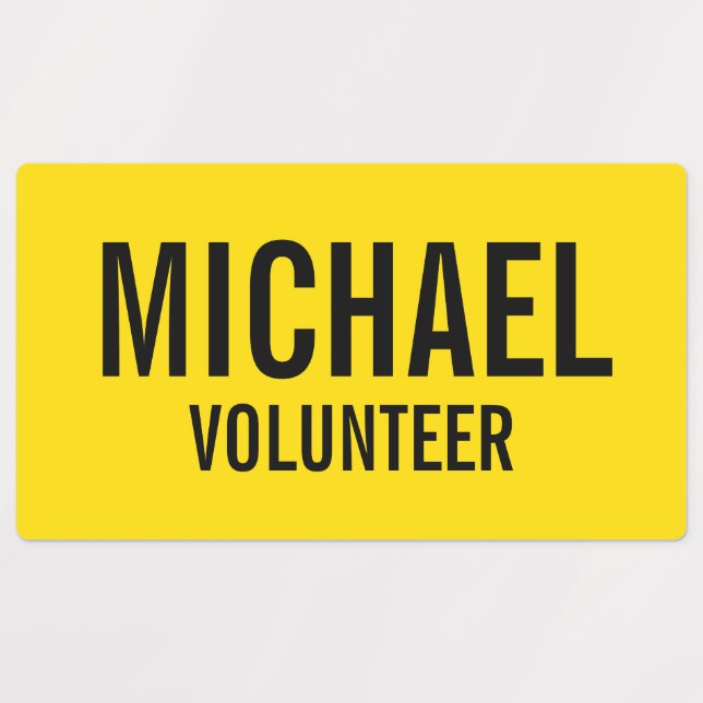 Yellow Volunteer Badge with Custom Name Labels (Design 1)