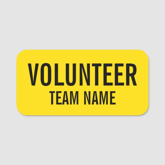 Yellow Volunteer Badge with Custom Team Name (Front)