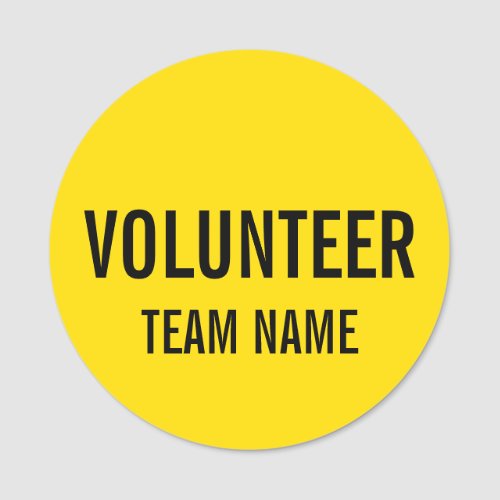 Yellow Volunteer Badge with Custom Team Name