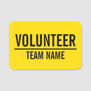 Yellow Volunteer Badge with Custom Team Name