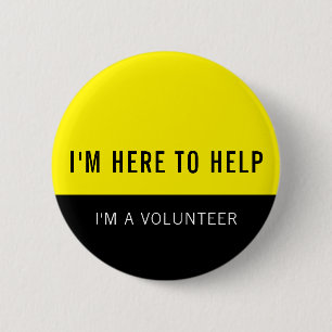 Yellow Volunteer Here To Help Button