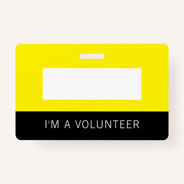 Yellow Volunteer Name Badge (Front)