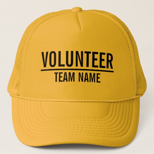 Yellow Volunteer with Custom Team Name Trucker Hat