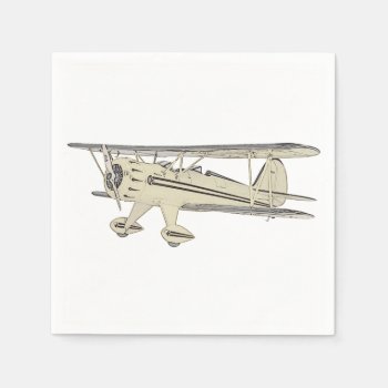 Yellow Waco Biplane Paper Party Napkins by PNGDesign at Zazzle