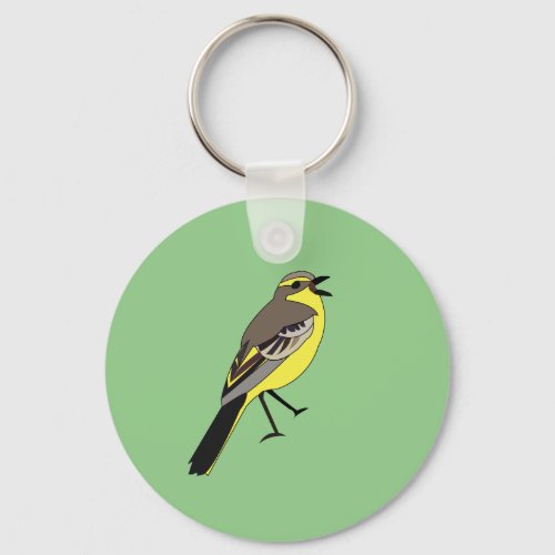 Yellow Wagtail Wild Bird Portrait Keychain