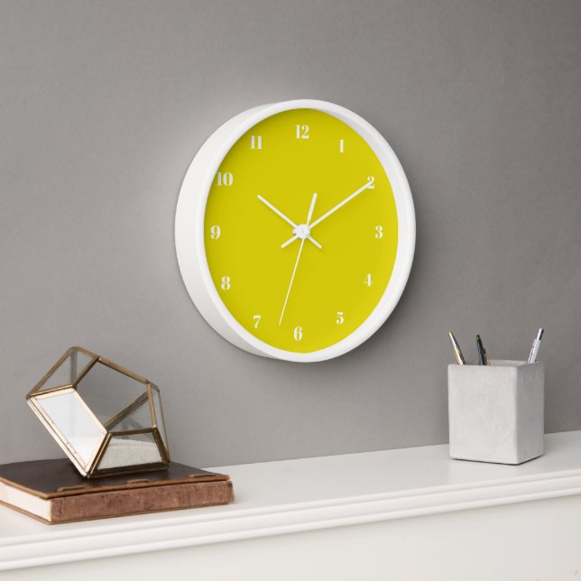Yellow Wall Clock Custom Colors and Numbers Font (Office)