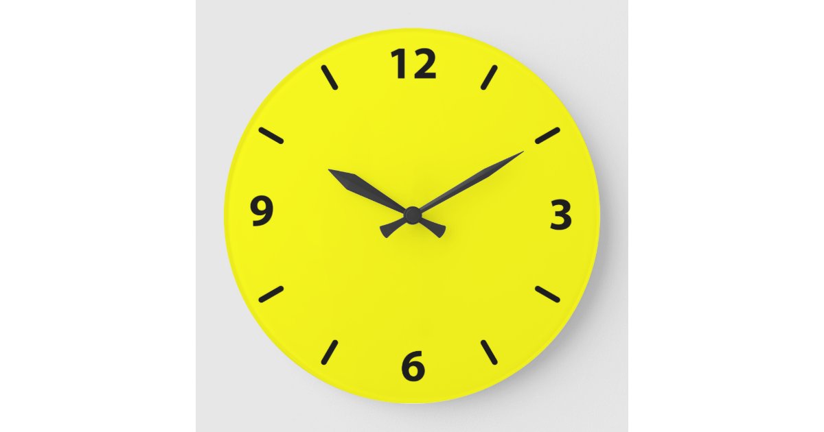 Yellow Wall Clock with Black Numbers Zazzle