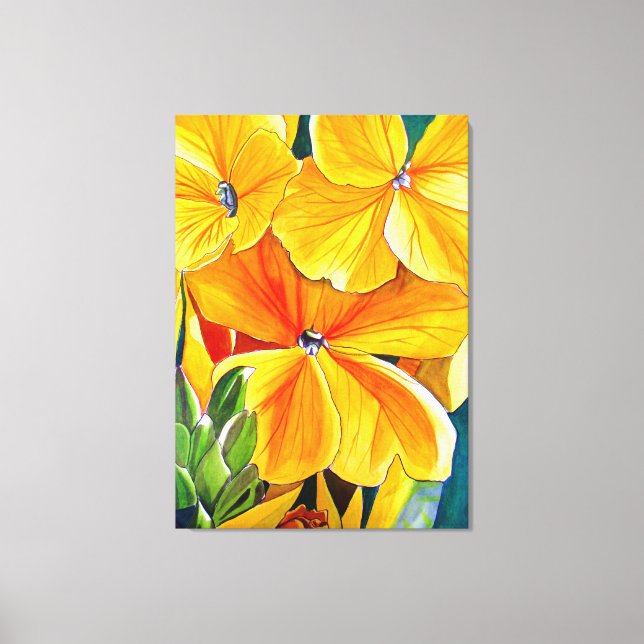 Yellow Wallflower watercolour flower art Canvas Print (Front)