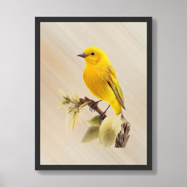 “Yellow Warbler Bird ”18” x 24” Framed & Matted Framed Art (Framed Front)