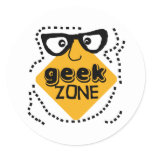 Yellow Warning Geek Zone Classic Round Sticker