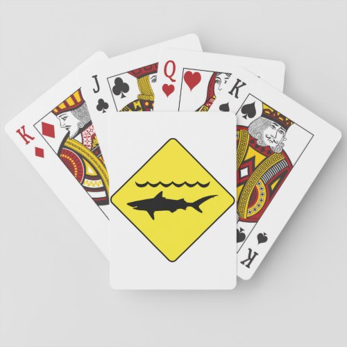 Yellow warning sharks sign poker deck