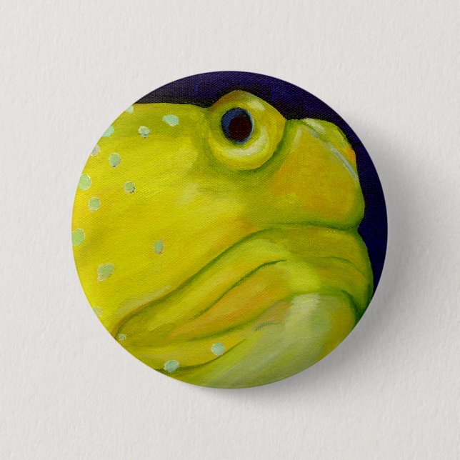 Yellow Watchman Goby Fish Button (Front)