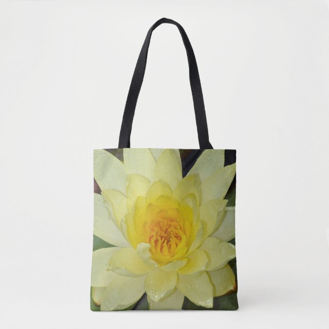 Yellow water lily flower tote bag (Front)