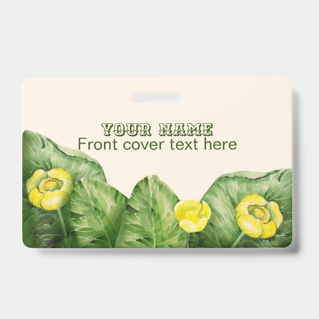 yellow water-lily watercolor badge (Front)