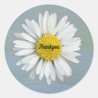 Yellow Watercolor background |Daisy Photo Thankyou Classic Round Sticker
