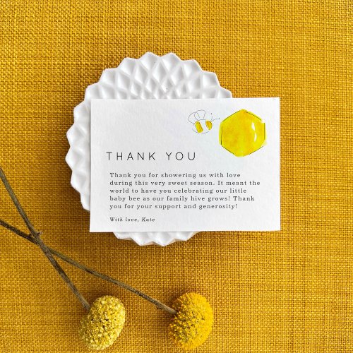 Yellow Watercolor Bee Baby Shower Thank You Note Enclosure Card