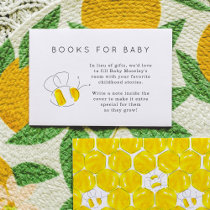 Yellow Watercolor Bee Books for Baby Baby Shower Enclosure Card