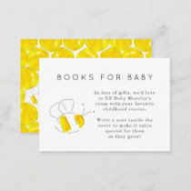 Yellow Watercolor Bee Books for Baby Baby Shower Enclosure Card