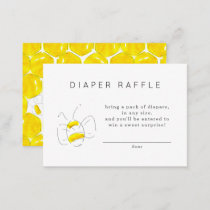 Yellow Watercolor Bee Diaper Raffle Baby Shower Enclosure Card