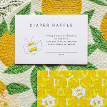 Yellow Watercolor Bee Diaper Raffle Baby Shower Enclosure Card