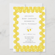 Yellow Watercolor Beehive Frame Baby Shower Invitation