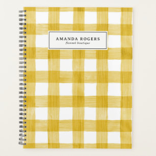 Yellow Watercolor Buffalo Plaid Personalized Planner