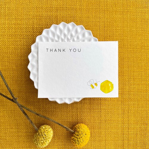 Yellow Watercolor Bumble Bee Hive Baby Shower Thank You Card