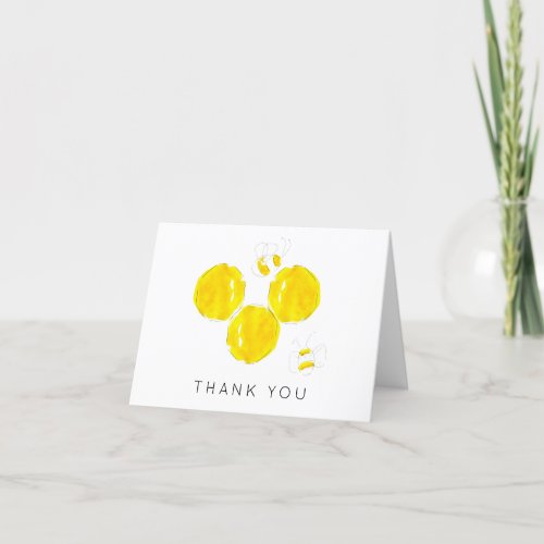 Yellow Watercolor Bumble Bee Hive Thank You Card