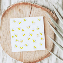 Yellow Watercolor Bumble Bee Pattern Baby Shower Napkins