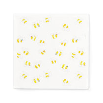 Yellow Watercolor Bumble Bee Pattern Baby Shower Napkins