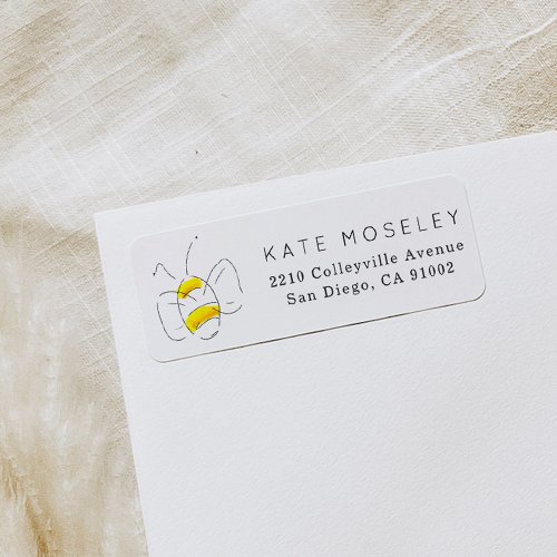 Yellow Watercolor Bumble Bee Return Address Labels