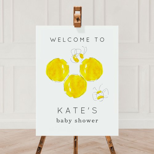 Yellow Watercolor Bumble Beehive Baby Shower Foam Board