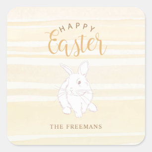 Yellow Watercolor Bunny Happy Easter Sticker