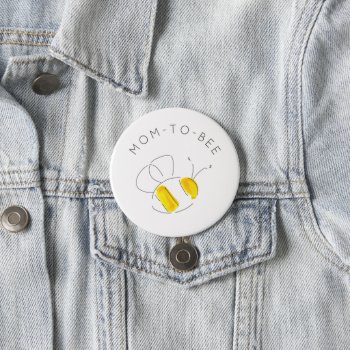 Yellow Watercolor Buzzing Bumble Bee Mom To Bee Button by MontgomeryFest at Zazzle