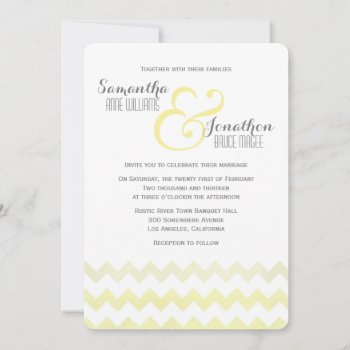 Yellow Watercolor Chevron Wedding Invitation by prettypicture at Zazzle