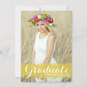 Yellow Watercolor Class of 2025 Photo Graduation Announcement