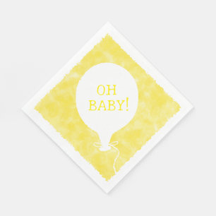 Yellow Watercolor Custom Text Baby Shower Oh Baby Napkins
