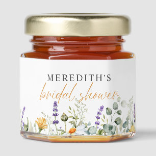 Yellow Watercolor Daisies Border  Bridal Shower Honey Jar Favors