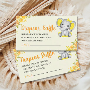 Yellow Watercolor Elephant Baby shower girl Enclosure Card