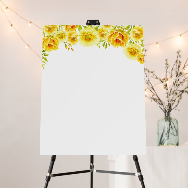 Yellow watercolor floral border for any occasion foam board (In Situ (Stand))