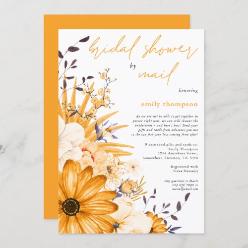 Yellow Watercolor Floral Bridal Shower by Mail Invitation