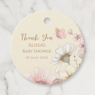 Yellow Watercolor Floral Favor Tags